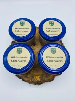 4 Stck Wildschwein Leberwurst im Glas - Wildwurst / Wildfleisch vom Jäger - 200g