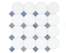 MSI Azula Floret 12"x12" Mármol Pulido Mosaico Azulejo Hoja Azul Blanco Pared Suelo