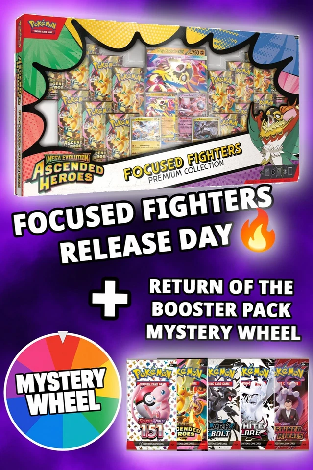 Ascended Focused Fighters Release! + Mystery Wheel Pokemon Rip & Ship