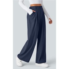 Halara Flex High Waisted Pocket Wide Leg Waffle Work Pants Large Petite NWT