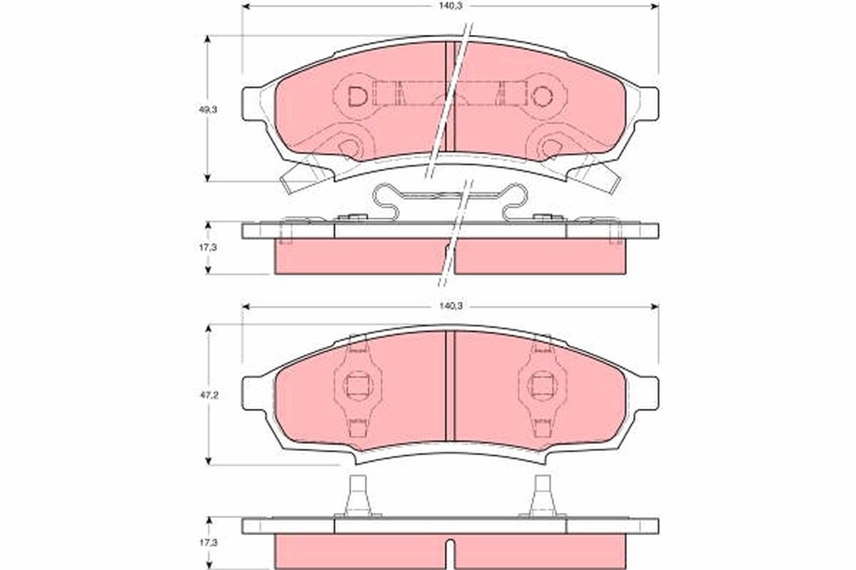 Fits TRW GDB4014 BRAKE PAD SET, DISC BRAKE