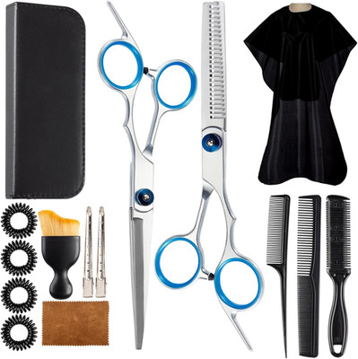 15PCS Professional Hair Cutting Scissors Kit Stainless Steel Thinning Shears Set
