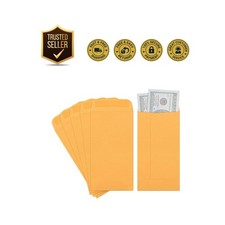 3.5x6.5 Gummed Flap Cash Envelopes in Brown Kraft - 100 Count for Budgeting