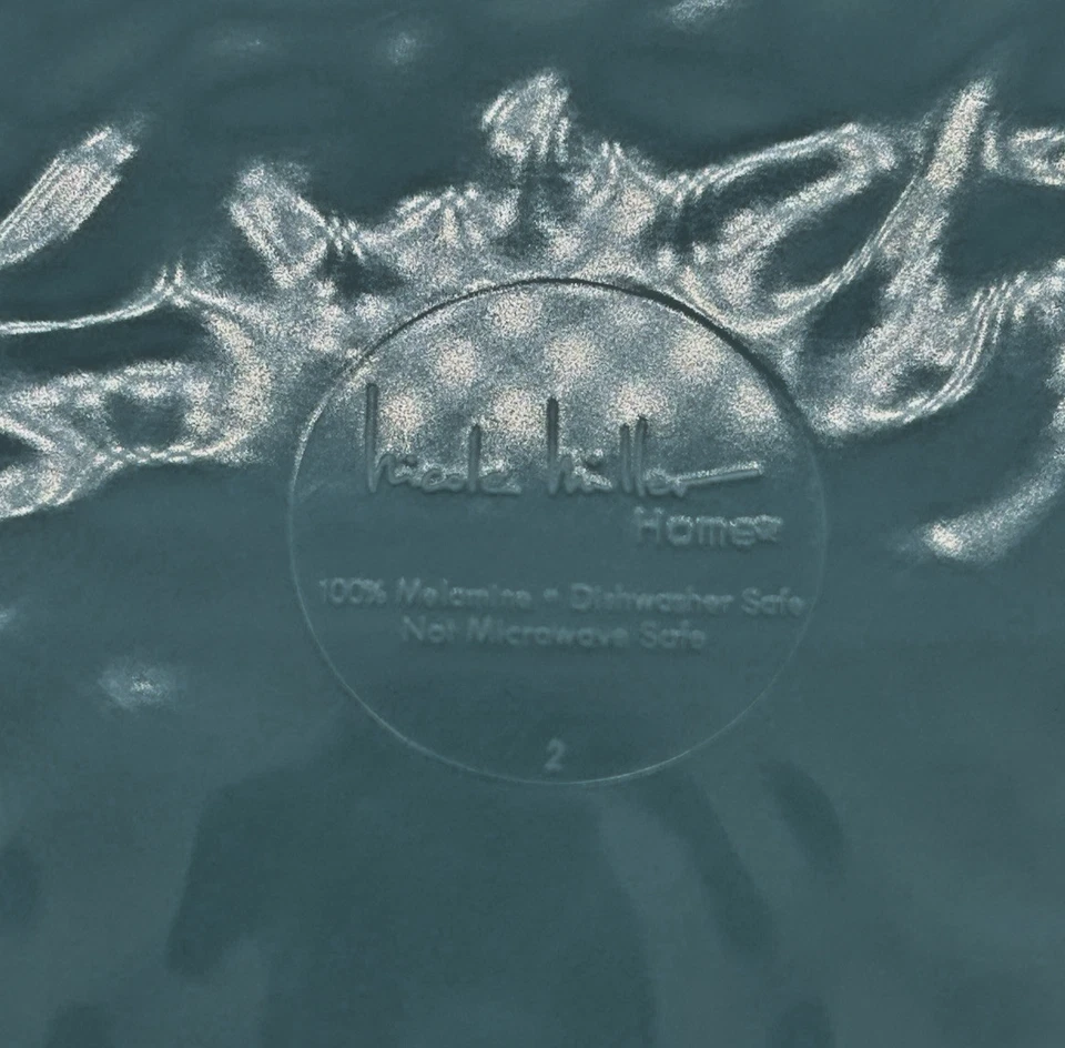 6 platos de cena Nicole Miller azul aguamarina con pergamino floral nuevos con etiqueta Foto 4 de 4