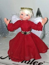 ANNALEE NEW CRIMSON GOLD 10" Angel Doll Red Dress Wt Wings Gold Halo BEAUTY 26