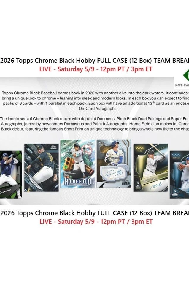 2026 Topps Chrome Black FULL CASE 12 Box (PYT) TEAM BREAK