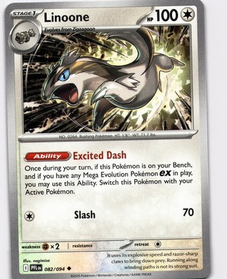 Linoone Uncommon ME02: Phantasmal Flames 082/094 NM Pokemon