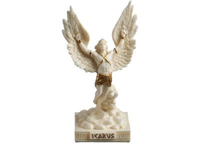 Ikarus Sohn des Daedalus mit Flügeln Flucht aus Kreta Miniatur Polystone Statue