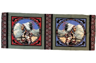 Native American Chief Spirit Pillow Panel Quilt Fabric 17  x 45'' Southwest Eagle