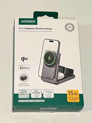UGREEN MagFlow Qi2 15W 3-in-1 Magnetic Foldable Wireless Charger W707 - Gray