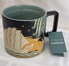 NEW Starbucks Island Motif 12oz Ceramic Mug Summer 2025 Art Deco Mike Wilcox NWT