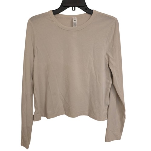 Lululemon klassische Passform Baumwollmischung Langarmshirt LW3FGES Knochen Größe 8 gebraucht, in einwandfreiem Zustand - Bild 3 von 11