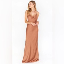 NWT Show Me Your Mumu Tuscany Maxi Slip Dress in Copper Luxe Satin