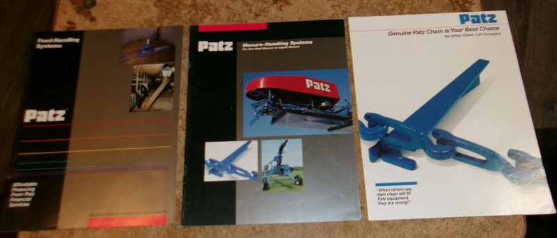 3-lot 1990's patz equipment brochures in very good shape used