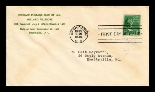 MILLARD FILLMORE PRESIDENTIAL SERIES FIRST DAY ISSUE SCOTT 818 US COVER