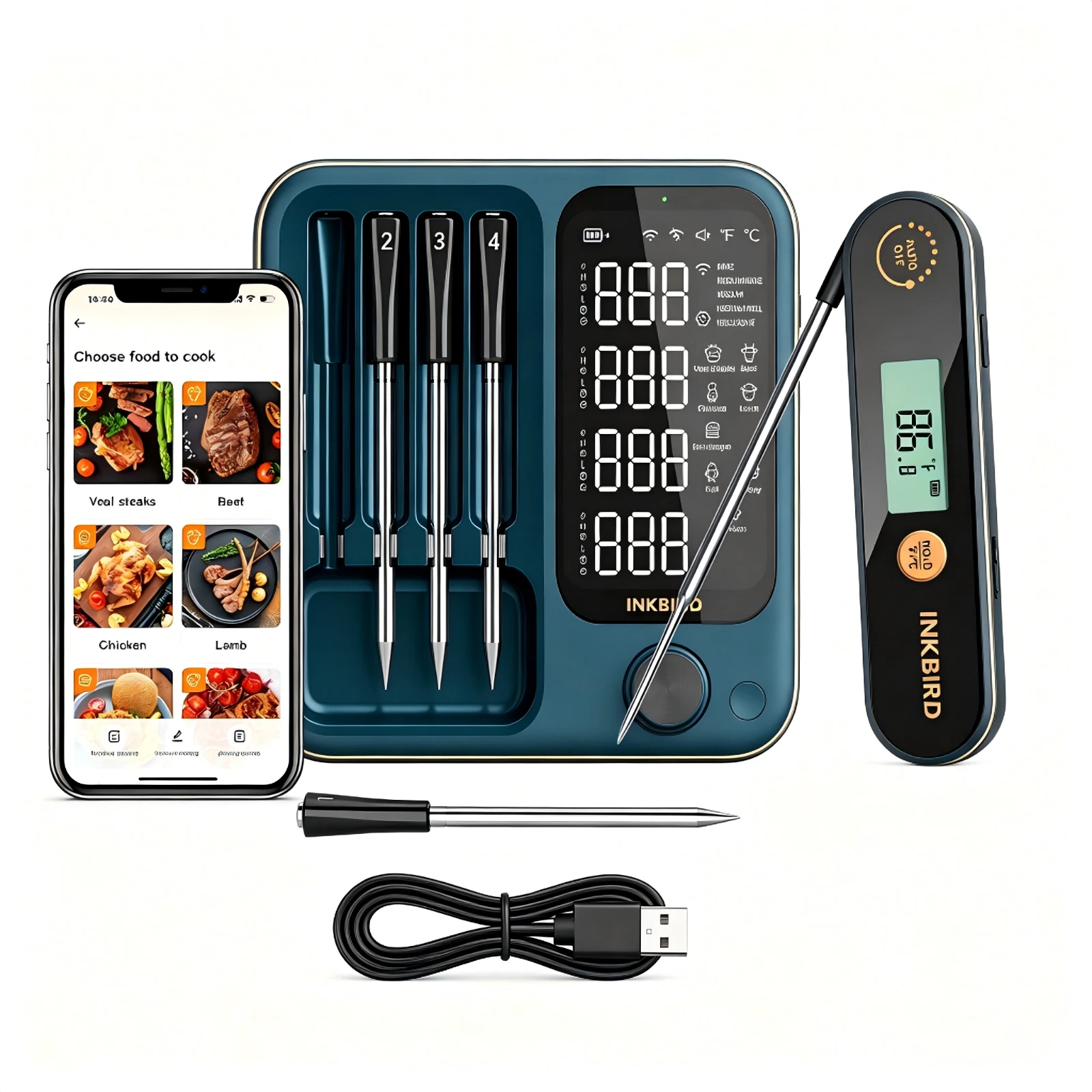 INKBIRD Wireless Meat Thermometer 4-multiple Sensors Cooking Instant Read IHT-1X
Opens in a new wind