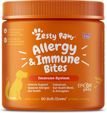Zesty Paws Dog Allergy Relief Chews, Dog Probiotics for Itchy Skin and Ears, Lam