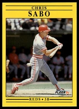 1991 Fleer #80 Chris Sabo Wax/ Cello Pack Variation