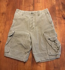 Vintage Abercrombie Fitch Heavy Surplus Cargo Shorts Mens 30 Fits 32 Green Fly