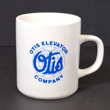 Vintage United Technologies Otis Elevator Coffee Mug Blue Globe Logo HTF