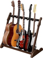 Bamboo Multi Guitar Stand, Guitar Rack for Multiple Guitars Walnut-B 