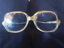 Vintage 70s 80s Drop Arm Eyeglasses Frames Oversized Hipster Caramel Brown