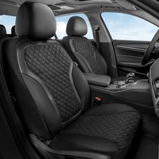 Seat Covers, 2-Pack Luxury Diamond Leather Car Seat Cover with Front Black