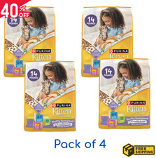 4 PACK Purina Kitten Chow Dry Kitten Food, Nurture, 14 lb. Bag, NEW 0.83 per pound