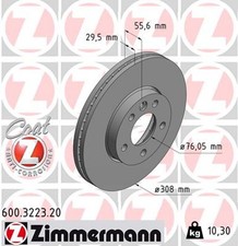 2x ZIMMERMANN Bremsscheibe COAT Z 600.3223.20 für T5 VW TRANSPORTER T6 MULTIVAN