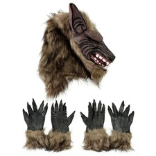 Werewolf Mask  Claw Gloves Set Halloween Cosplay Costume Accessory Kit