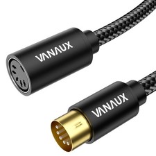 Black 15 FT 4.6M MIDI Extension Cable Male To Female 5Pin Keyboard Audio