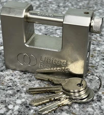 Branded Trailer Container Block Lock Security Straight Shackle Padlock w/4 Keys