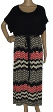 Design History Maxi Dress Womens Sz 3X long black coral pink beige knit chevron