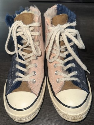 Converse Chuck 70 Hi Sheep Leather/Fur Navy Blue/Pink/Egret Men Size 6.5