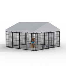 9.62'L x 9.35'W x 6.18'H Large Dog Kennel Pet Pens Animal Hutch Metal Coop Fence