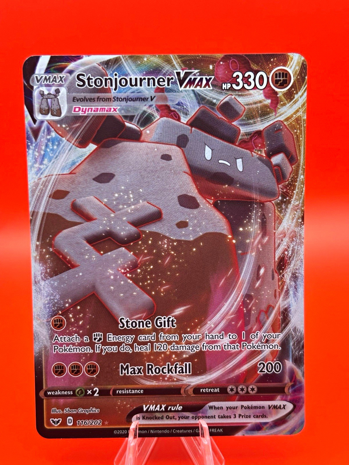 Pokemon TCG Stonjourner VMAX 116/202 Sword & Shield Holo VMAX 330HP 2020 ENG