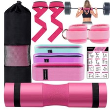 Barbell Pad Set, 10 Pcs Squat for Hip Thrusts, 9 PCS, Pink