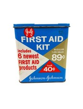 Vintage Rare Johnson & Johnson Metal Tin for First Aid Kit EMPTY 1950's-60's