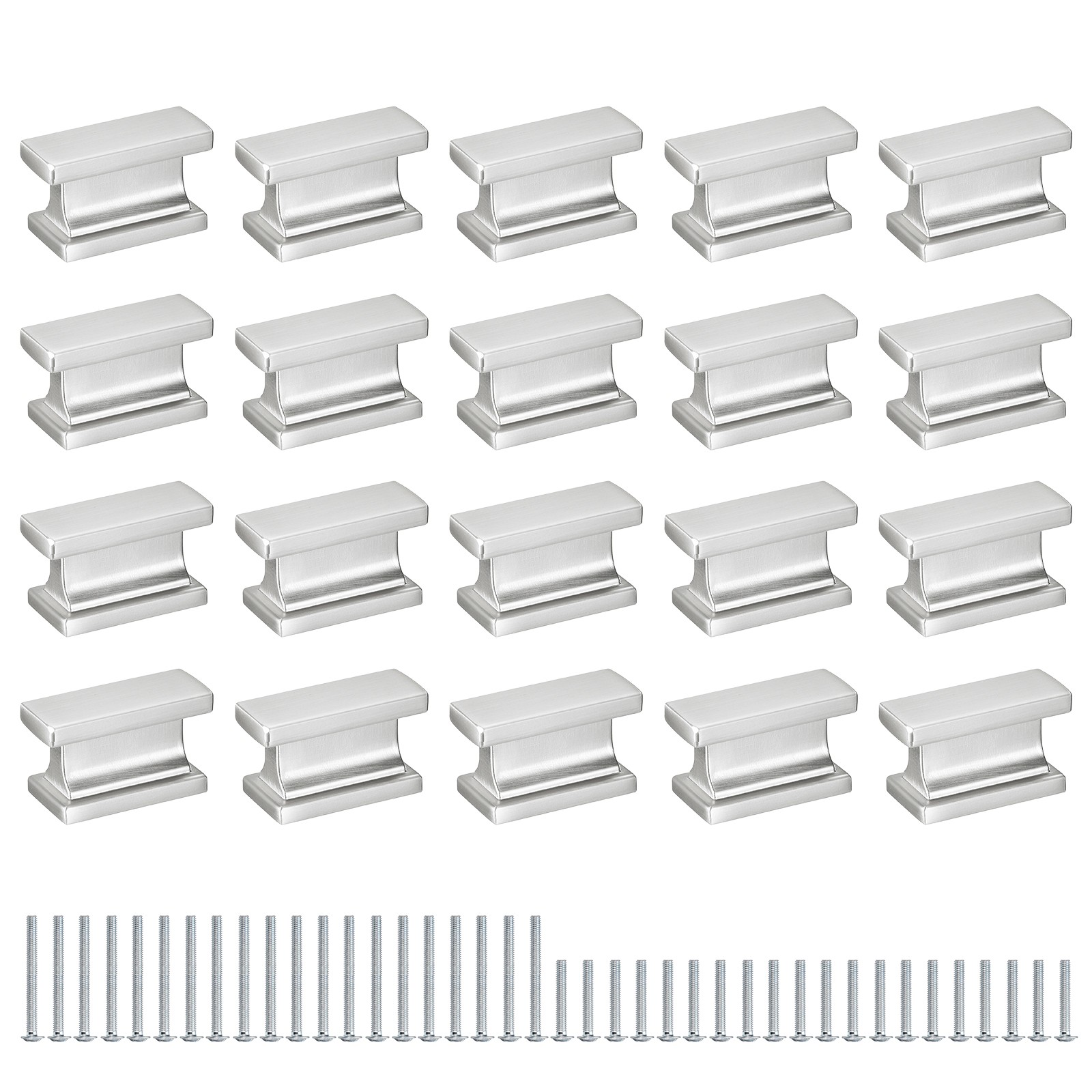 20 Pack Square Cabinet Knobs, Silver Dresser Knobs Kitchen Cabinet Pulls