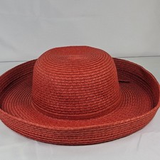NWOT Sun N Sand Headwear Red Straw Wide Brim Sun Hat UPF 50 Protection
