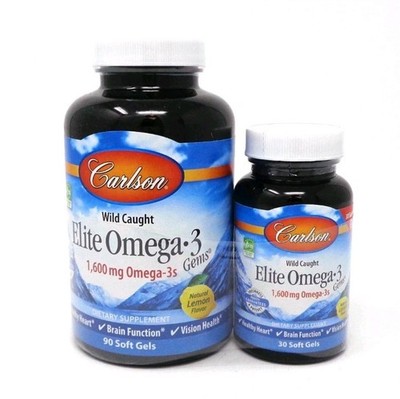 Carlson Elite Omega-3 Gems 1600 mg Fish Oil - 90 + FREE 30 Soft Gels