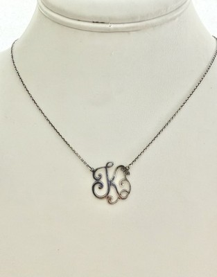 925 Sterling Silber JCM JACMEL Monogramm 3/4  K schwebender Anhänger 18  Halskette 2,3
