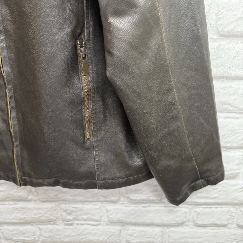Chaqueta de Motociclista de Cuero Marrón Y2K De Colección Para Hombre XL Soplador Fonzie Abrigo Imitación Cuero Foto 4 de 4