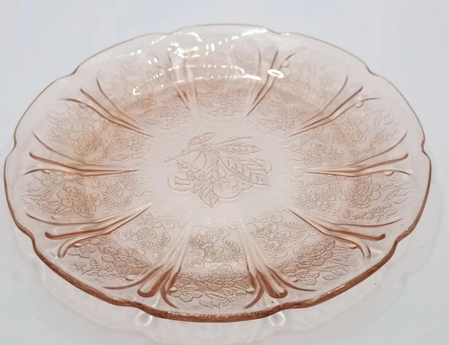 Jeannette Pink Cherry Blossom Dessert Plates - Set of 10 - 1930s Depression...