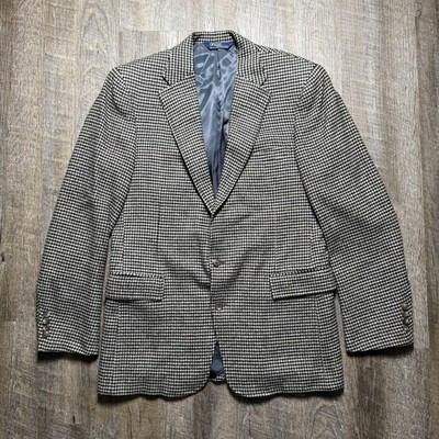 Vintage 80s Polo Ralph Lauren Wool Houndstooth Blazer Coat Size