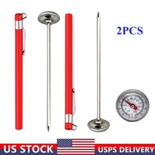 2PC Stainless Steel Pocket Probe Thermometer Gauge for Food Cooking Meat BBQ US