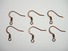 20 pair 40 antiqued copper plated Ear Wires stamped w/ coil french hook