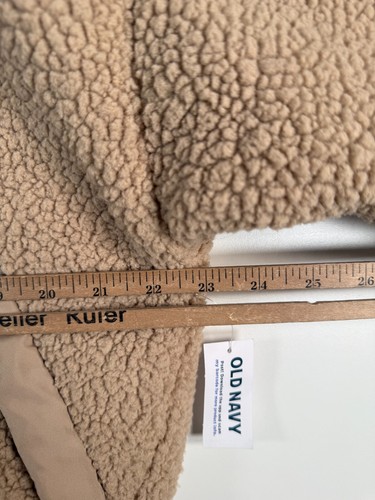BNWT Old Navy Womens Full Zip Hooded Sherpa Fleece Jacket Beige Sz Small 23x23.5 - Picture 7 of 13