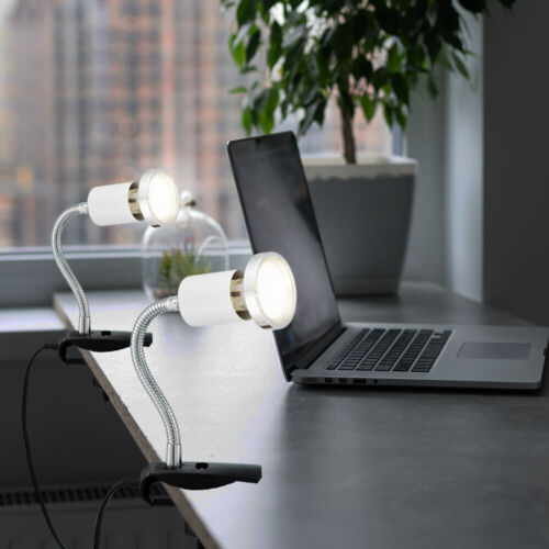 Tischleuchte Klemmlampe Leselampe Bettleuchte weiß Flexo Spot verstellbar LED 2x - Bild 1 von 9