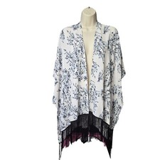 Kimono Wrap Floral Tassels Hippie Boho Summer Shawl